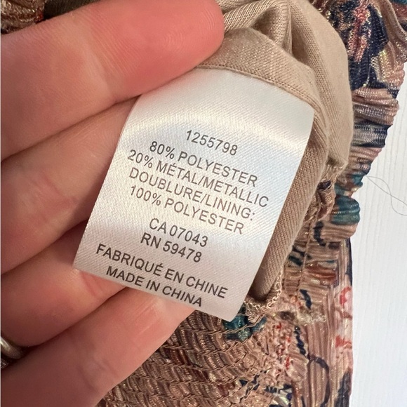 Floral Smocked Waist Long Sleeve Top - Beige/Teal - Picture 6 of 6